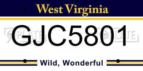 GJC5801 West Virginia License Plate
