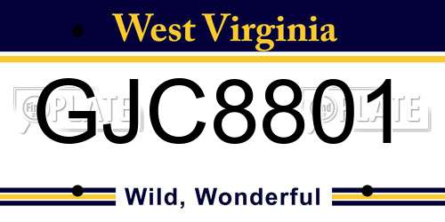 GJC8801 West Virginia License Plate