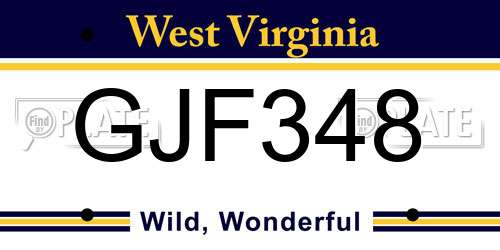 GJF348 West Virginia License Plate