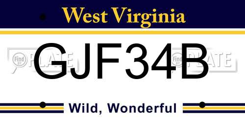 GJF34B West Virginia License Plate