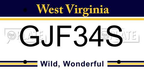 GJF34S West Virginia License Plate
