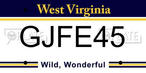 GJFE45 West Virginia License Plate
