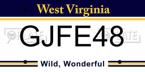 GJFE48 West Virginia License Plate