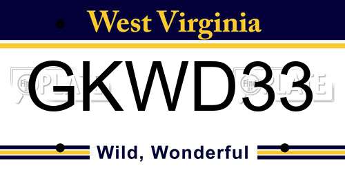 GKWD33 West Virginia License Plate