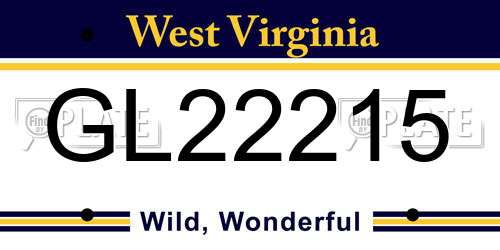 GL22215 West Virginia License Plate