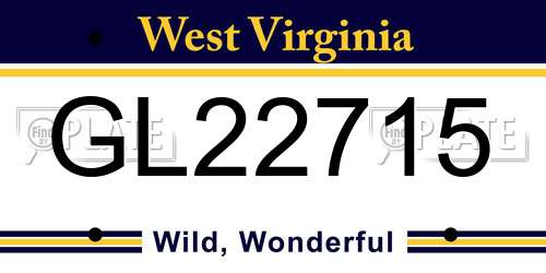 GL22715 West Virginia License Plate