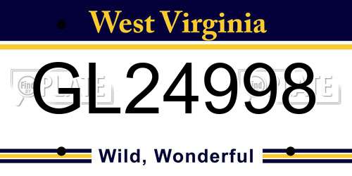 GL24998 West Virginia License Plate