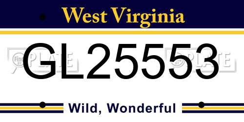 GL25553 West Virginia License Plate