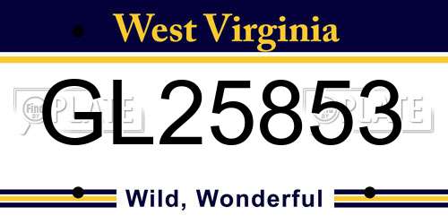 GL25853 West Virginia License Plate