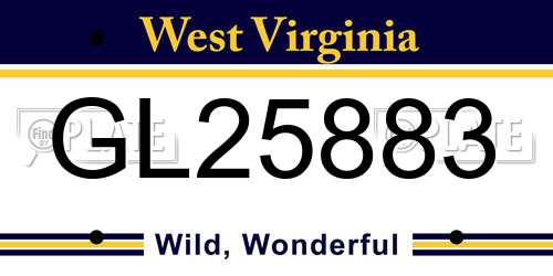GL25883 West Virginia License Plate