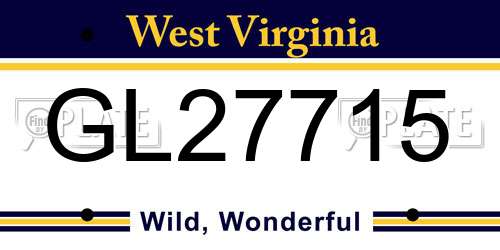 GL27715 West Virginia License Plate