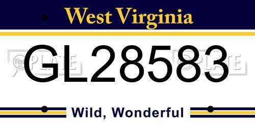 GL28583 West Virginia License Plate