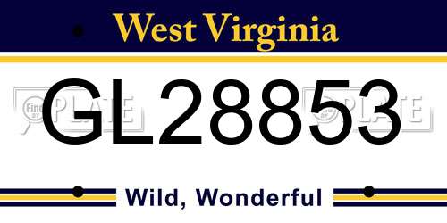 GL28853 West Virginia License Plate
