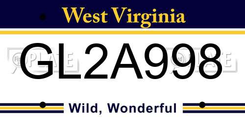 GL2A998 West Virginia License Plate