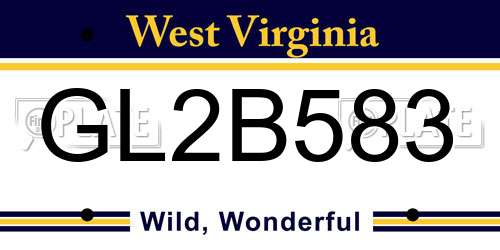 GL2B583 West Virginia License Plate