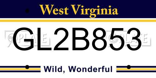 GL2B853 West Virginia License Plate