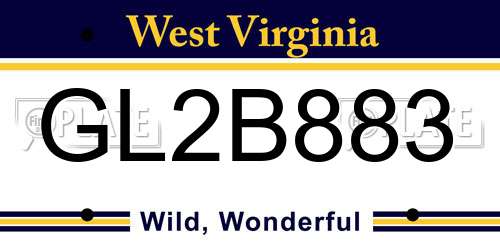 GL2B883 West Virginia License Plate