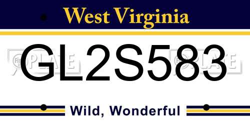 GL2S583 West Virginia License Plate