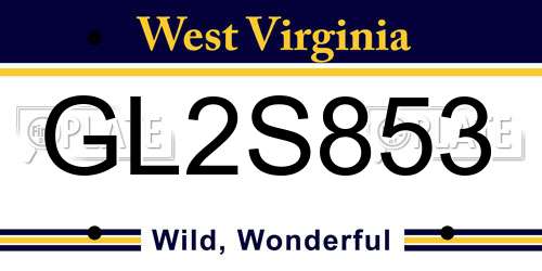 GL2S853 West Virginia License Plate