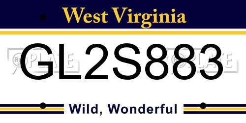 GL2S883 West Virginia License Plate