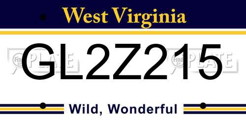 GL2Z215 West Virginia License Plate