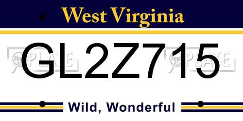 GL2Z715 West Virginia License Plate