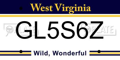 GL5S6Z West Virginia License Plate