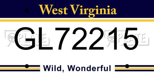 GL72215 West Virginia License Plate