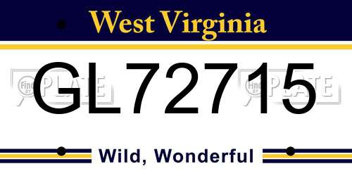 GL72715 West Virginia License Plate