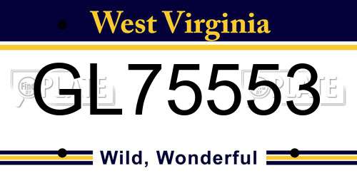 GL75553 West Virginia License Plate