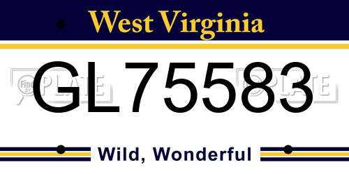 GL75583 West Virginia License Plate