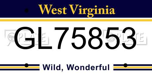 GL75853 West Virginia License Plate