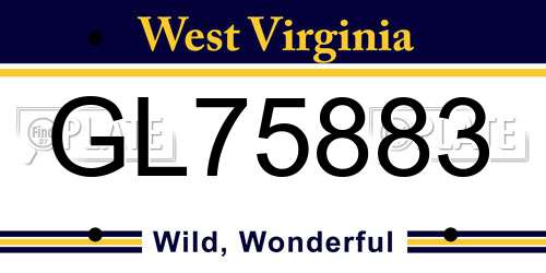 GL75883 West Virginia License Plate