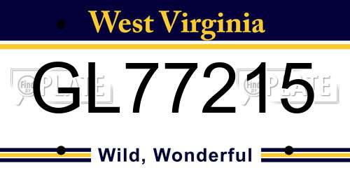 GL77215 West Virginia License Plate