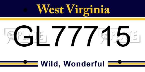 GL77715 West Virginia License Plate