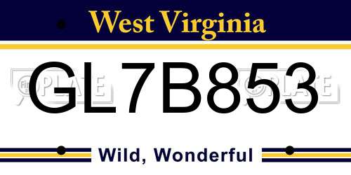 GL7B853 West Virginia License Plate