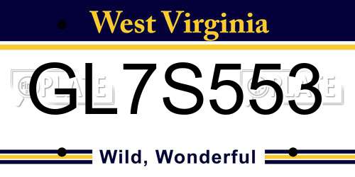 GL7S553 West Virginia License Plate