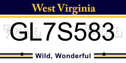 GL7S583 West Virginia License Plate