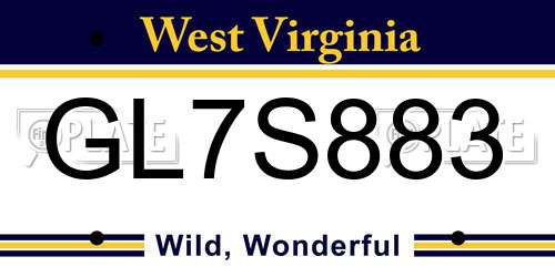 GL7S883 West Virginia License Plate