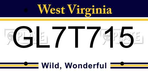 GL7T715 West Virginia License Plate