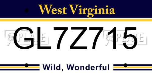 GL7Z715 West Virginia License Plate