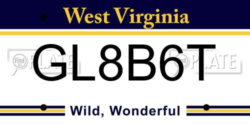 GL8B6T West Virginia License Plate
