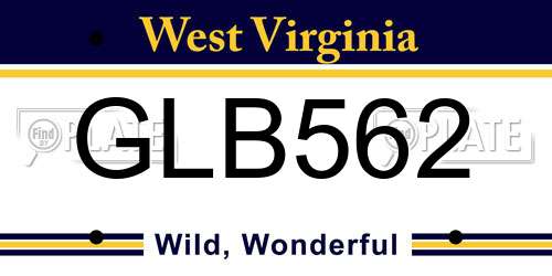 GLB562 West Virginia License Plate