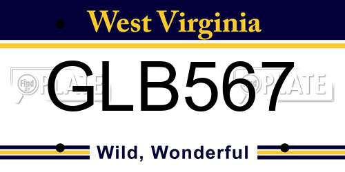 GLB567 West Virginia License Plate