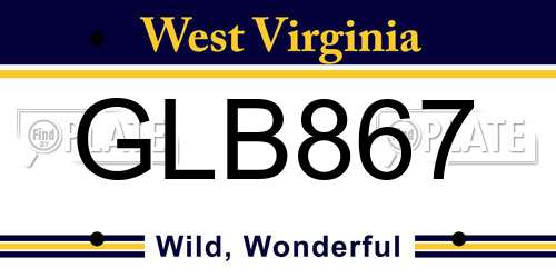 GLB867 West Virginia License Plate