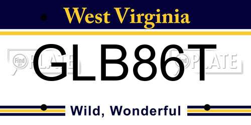 GLB86T West Virginia License Plate