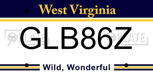 GLB86Z West Virginia License Plate