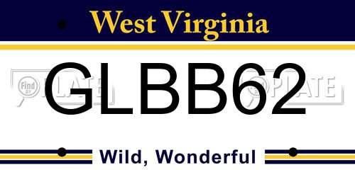 GLBB62 West Virginia License Plate