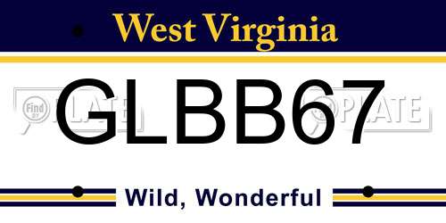 GLBB67 West Virginia License Plate