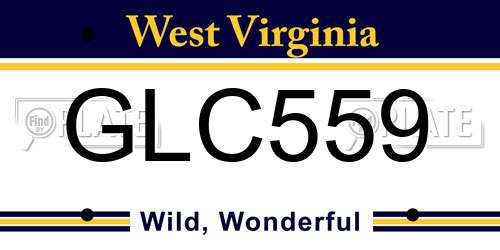 GLC559 West Virginia License Plate
